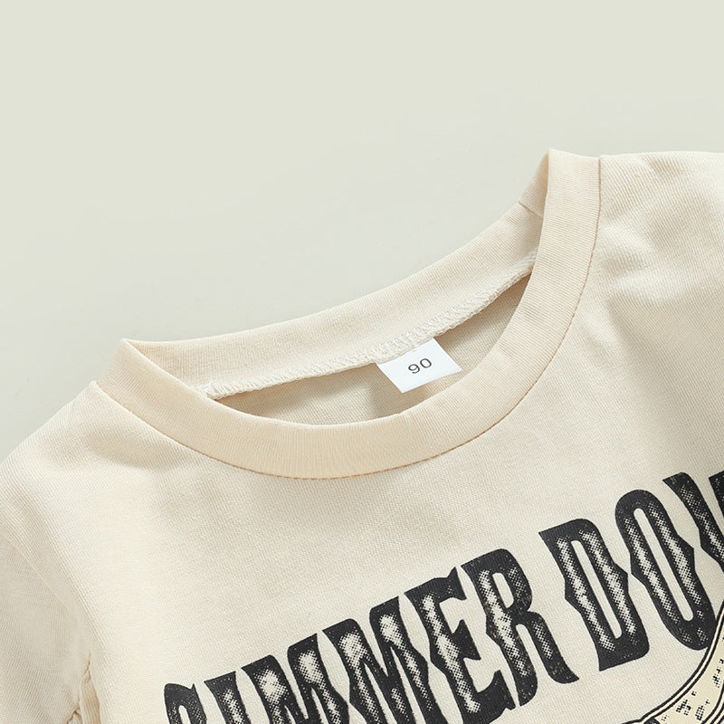 Wholesale Cotton Children's Flying Sleeve Top Leopard Print Bell Bottoms Two-piece Set